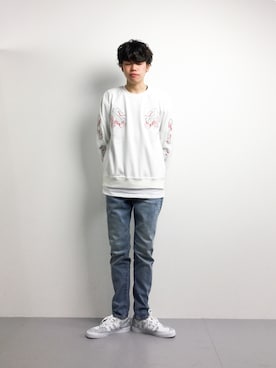 「CASPER JOHN AIVER（キャスパージョンアイバー）のアイテム（スウェット）」を使った、まっこいさん（メンズ・176cm）の冬コーディネート