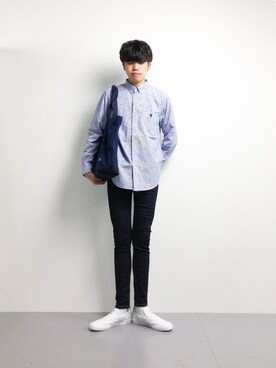 「Champion（チャンピオン）のアイテム（バッグ）」を使った、まっこいさん（メンズ・176cm）の冬コーディネート