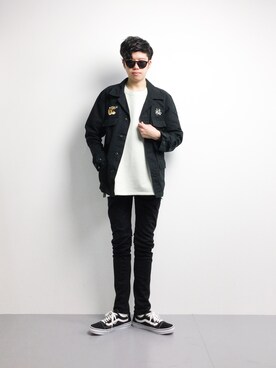 「Alpha Industries（アルファインダストリーズ）のアイテム（ミリタリージャケット）」を使った、まっこいさん（メンズ・176cm）の冬コーディネート