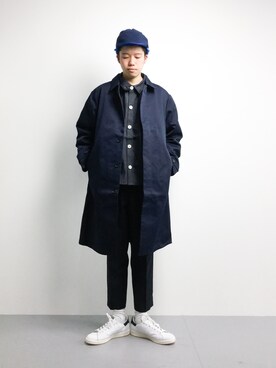 「SEVENDAYS=SUNDAY（セブンデイズサンデイ）のアイテム（ステンカラーコート）」を使った、まっこいさん（メンズ・178cm）の春コーディネート