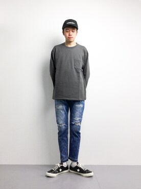 「DRESSEDUNDRESSED（ドレスドアンドレスド）のアイテム（帽子）」を使った、まっこいさん（メンズ・178cm）の春コーディネート