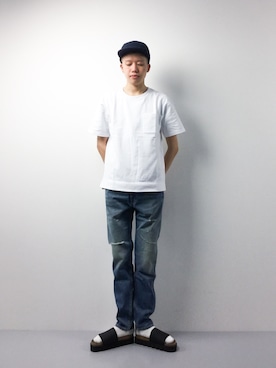 「Hender Scheme（エンダースキーマ）のアイテム（シューズ）」を使った、まっこいさん（メンズ・178cm）の春コーディネート