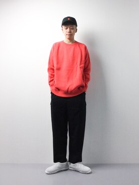 「MONKEY TIME（モンキータイム）のアイテム（カーゴパンツ）」を使った、まっこいさん（メンズ・178cm）の春コーディネート