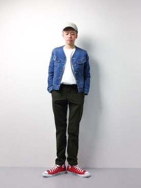 「niko and...（ニコアンド）のアイテム（デニムジャケット）」を使った、まっこいさん（メンズ・178cm）の春コーディネート