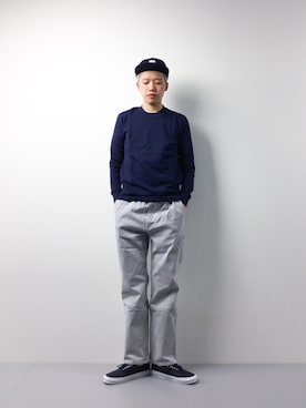 「EDIFICE（エディフィス）のアイテム（スウェット）」を使った、まっこいさん（メンズ・178cm）の春コーディネート
