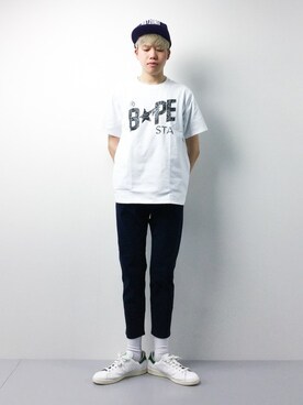 「A BATHING APE（アベイシングエイプ）のアイテム（キャップ）」を使った、まっこいさん（メンズ・178cm）の春コーディネート