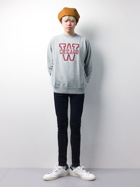 「ALDIES（アールディーズ）のアイテム（ハンチング/ベレー帽）」を使った、まっこいさん（メンズ・178cm）の春コーディネート