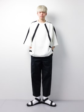 「SHAREEF（シャリーフ）のアイテム（トップス）」を使った、まっこいさん（メンズ・178cm）の春コーディネート
