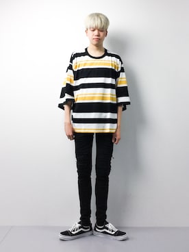 「SHAREEF（シャリーフ）のアイテム（トップス）」を使った、まっこいさん（メンズ・178cm）の春コーディネート