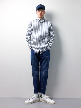 「カットオフ」｜「アイテム（キャップ）」を使った、まっこいさん（メンズ・178cm）の春コーディネート
