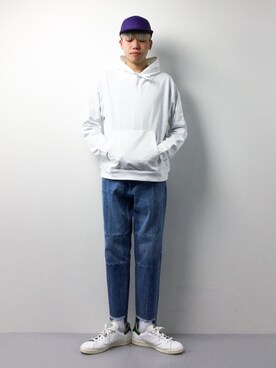 「カットオフ」｜「アイテム（キャップ）」を使った、まっこいさん（メンズ・178cm）の春コーディネート