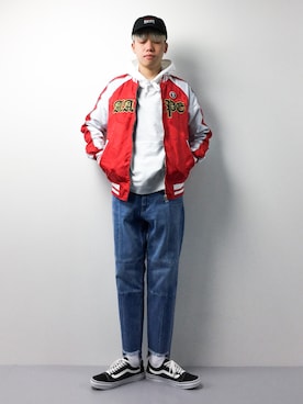 「AAPE BY A BATHING APE（エーエイプバイアベイシングエイプ）のアイテム（ジャケット/アウター）」を使った、まっこいさん（メンズ・178cm）の春コーディネート