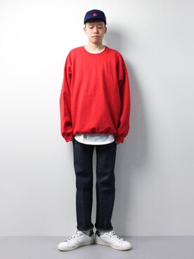 「MONKEY TIME（モンキータイム）のアイテム（Tシャツ/カットソー）」を使った、まっこいさん（メンズ・178cm）の春コーディネート