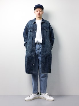 「白いスニーカー」｜「アイテム（ジャケット/アウター）」を使った、まっこいさん（メンズ・178cm）の春コーディネート
