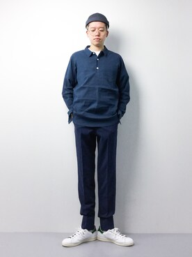 「MONKEY TIME（モンキータイム）のアイテム（帽子）」を使った、まっこいさん（メンズ・178cm）の春コーディネート