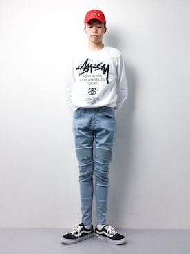「MONKEY TIME（モンキータイム）のアイテム（デニムパンツ）」を使った、まっこいさん（メンズ・178cm）の春コーディネート