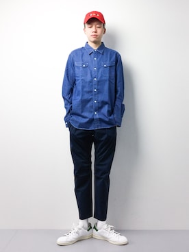 「Gosha Rubchinskiy（ゴーシャラブチンスキー）のアイテム（帽子）」を使った、まっこいさん（メンズ・178cm）の春コーディネート