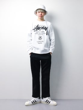 「STUSSY（ステューシー）のアイテム（スウェット）」を使った、まっこいさん（メンズ・178cm）の春コーディネート