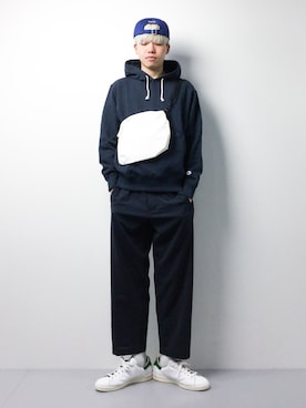 「A BATHING APE（アベイシングエイプ）のアイテム（キャップ）」を使った、まっこいさん（メンズ・178cm）の春コーディネート