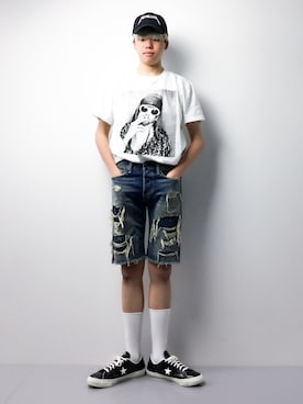 「NIRVANA（ニルヴァーナ）のアイテム」を使った、まっこいさん（メンズ・178cm）の春コーディネート