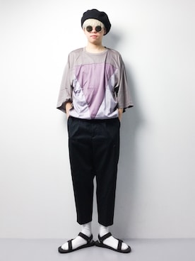 「SHAREEF（シャリーフ）のアイテム（トップス）」を使った、まっこいさん（メンズ・178cm）の春コーディネート
