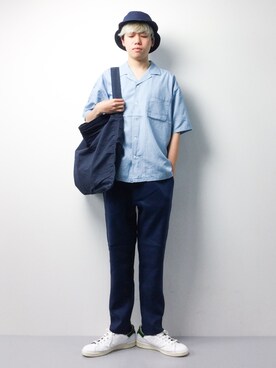「MASTER&Co（マスターアンドコー）のアイテム（バッグ）」を使った、まっこいさん（メンズ・178cm）の春コーディネート