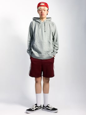 「FR2（エフアールツー）のアイテム（キャップ）」を使った、まっこいさん（メンズ・178cm）の夏コーディネート