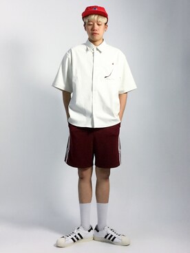 「AlexanderLeeChang（アレキサンダーリーチャン）のアイテム（キャップ）」を使った、まっこいさん（メンズ・178cm）の夏コーディネート