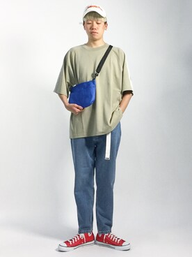 「MONKEY TIME（モンキータイム）のアイテム（Tシャツ/カットソー）」を使った、まっこいさん（メンズ・178cm）の夏コーディネート