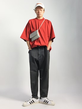 「MONKEY TIME（モンキータイム）のアイテム（Tシャツ/カットソー）」を使った、まっこいさん（メンズ・178cm）の夏コーディネート