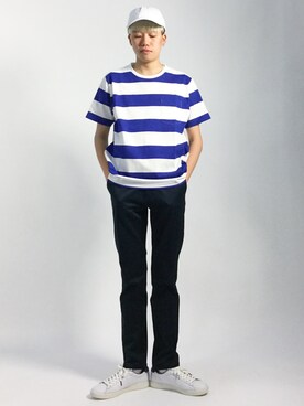 「417 EDIFICE（フォーワンセブンエディフィス）のアイテム（チノパンツ）」を使った、まっこいさん（メンズ・178cm）の夏コーディネート