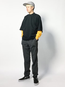 「MONKEY TIME（モンキータイム）のアイテム（Tシャツ/カットソー）」を使った、まっこいさん（メンズ・178cm）の夏コーディネート