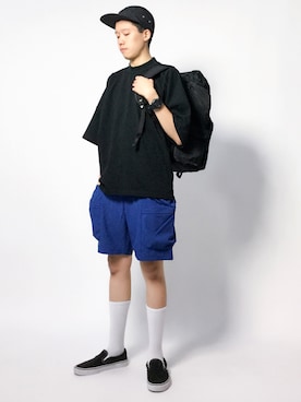 「MONKEY TIME（モンキータイム）のアイテム（Tシャツ/カットソー）」を使った、まっこいさん（メンズ・178cm）の夏コーディネート
