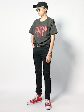 「MONKEY TIME（モンキータイム）のアイテム（デニムパンツ）」を使った、まっこいさん（メンズ・178cm）の夏コーディネート
