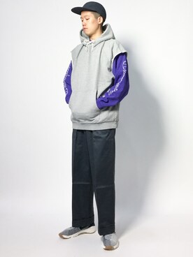 「MONKEY TIME（モンキータイム）のアイテム（パーカー）」を使った、まっこいさん（メンズ・178cm）の夏コーディネート
