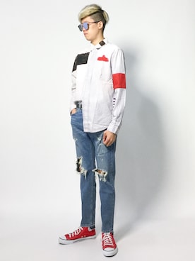 「Journal Standard TRISECT（トライセクト）のアイテム（トップス）」を使った、まっこいさん（メンズ・178cm）の夏コーディネート