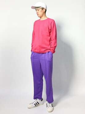 ニット セーターを使った 狂わせピンク のメンズ人気ファッションコーディネート Wear