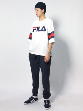 「FILA（フィラ）のアイテム（スウェット）」を使った、まっこいさん（メンズ・178cm）の秋コーディネート