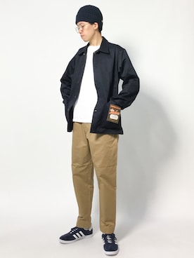 「UNIVERSAL OVERALL（ユニバーサルオーバーオール）のアイテム（ブルゾン）」を使った、まっこいさん（メンズ・178cm）の秋コーディネート