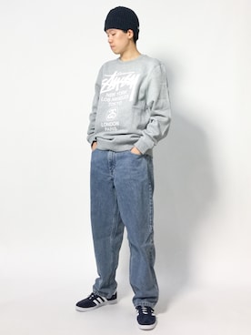 「STUSSY（ステューシー）のアイテム（スウェット）」を使った、まっこいさん（メンズ・178cm）の秋コーディネート