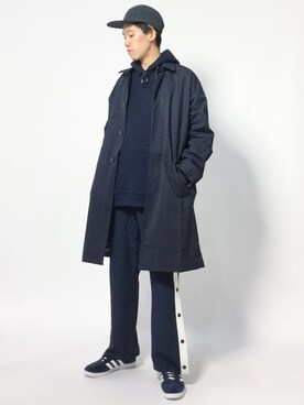 「CASPER JOHN AIVER（キャスパージョンアイバー）のアイテム（ステンカラーコート）」を使った、まっこいさん（メンズ・178cm）の秋コーディネート
