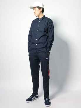 「FILA（フィラ）のアイテム（パンツ）」を使った、まっこいさん（メンズ・178cm）の秋コーディネート