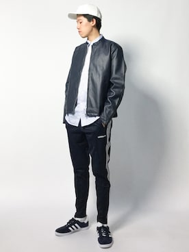 「URBAN RESEARCH Sonny Label（アーバンリサーチサニーレーベル）のアイテム（ライダースジャケット）」を使った、まっこいさん（メンズ・178cm）の秋コーディネート