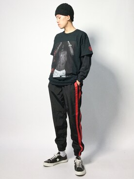 「MONKEY TIME（モンキータイム）のアイテム（Tシャツ/カットソー）」を使った、まっこいさん（メンズ・178cm）の秋コーディネート