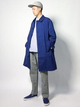 「グレンチェック」｜「アイテム（スリッポン）」を使った、まっこいさん（メンズ・178cm）の秋コーディネート