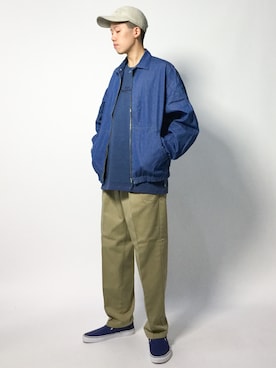 「HUF」｜「アイテム（スリッポン）」を使った、まっこいさん（メンズ・178cm）の秋コーディネート