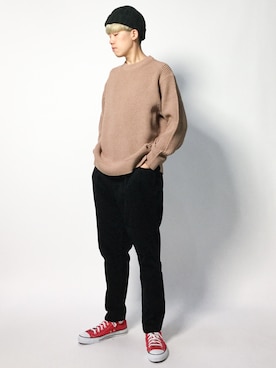 「MONKEY TIME（モンキータイム）のアイテム（ニット/セーター）」を使った、まっこいさん（メンズ・178cm）の秋コーディネート