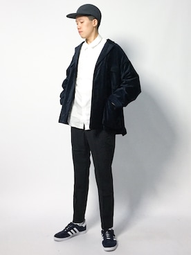 「抜き襟」｜「アイテム（ブルゾン）」を使った、まっこいさん（メンズ・178cm）の秋コーディネート