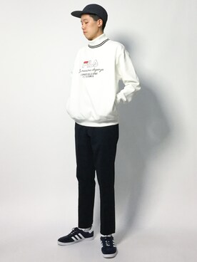 「FILA（フィラ）のアイテム（スウェット）」を使った、まっこいさん（メンズ・178cm）の秋コーディネート