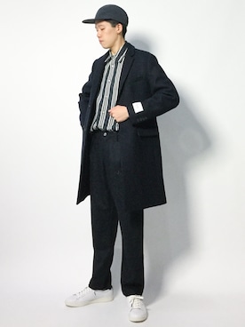 「JOURNAL STANDARD relume（ジャーナルスタンダード　レリューム）のアイテム（チェスターコート）」を使った、まっこいさん（メンズ・178cm）の秋コーディネート